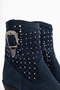 Alesia Genuine Leather Blue Suede Belt Detailed Summer Western Women's Boots - 5