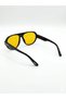 Unisex Black Thick Bone Yellow Glass Sunglasses Retro Navigator - 3