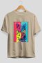 For the Love of Cats 67 Front Cat Printed Beige Oversize T-Shirt 100% Cotton Unisex Cat Lover Premium Design