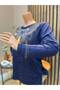 Women's Middle Age and Above Choker Patterned Crystal Stone Mother Combed Cotton Blouse - 3
