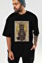 For the Love of Cats 97 Front Cat Printed Black Oversize T-Shirt 100% Cotton Unisex Cat Lover Premium Design - 7