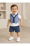 Baby Boy Bow Tie Vest Look Shorts Set 100% Cotton Summer 2-Piece Set