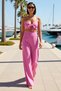 Women's Plus Size High Waist Wide Leg Tie Detail V-Neck Sleeveless Beach Set Casual Comfortable Stylish