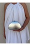 Women's Silver Metallic Oyster Model Evening Dress Bag - 4