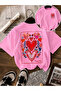 Women's Summer Heart Printed Oversized T-Shirt - 4