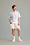 Boxy Fit Polo Collar Printed Mesh Jersey Fabric Short Sleeve Light Blue T-Shirt I0564Ax26Hs - 2