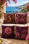Burgundy Modern Flowers Patterned 4-Piece Throw Pillow Cover Set