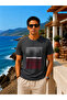 Men's Trend Printed Cotton Anthracite Short Sleeve T-Shirt