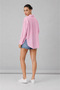 Oversize pembe keten gömlek - 3