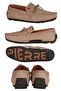 Men's Beige Nubuck Driver Loafer Driving Shoes Laceless Genuine Leather Lining Moccasins - 4