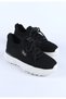 Women's Lace-Up Knitwear Detailed Thick Sole Sports Shoes & Sneakers Black - 2