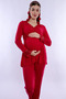 Cotton Maternity and Postpartum Pajama Set with Breastfeeding Feature – Elastic Waistband Effortt - Cherry - 2