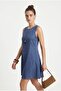 Women's Cody Soft Nubuck Cupra Woven Bell Cut Sleeveless Comfortable Indigo Short Dress - 4