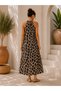 Eye-Catching Elegance! Women's Patterned Summer Long Single Jersey Dress with Gipe Detail at the Waist - 2