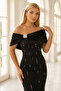 Open Shoulder Strapless Stone Embellished Slit Fish Cut Women's Evening Dress Tbsee02 - 2