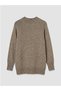 New Season Brown Crew Neck Oversize Women's Knitwear Tunic - 2