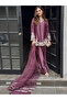 Purple Crepe Silk Embroidered Palazzo Suit Set - HRT7875 | Purple-Size:M-38-Inches - 2