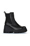 Black Leather Women's Wedge Heeled Boots - 2