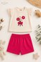 Baby Girl Set Kids - Floral Embroidered Ruffle Sleeves - Summer Shorts Set - 5