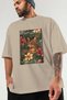 For the Love of Cats 55 Front Cat Printed Beige Oversize T-Shirt 100% Cotton Unisex Cat Lover Premium Design - 3