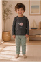 Anthracite World Printed Boys' Cotton Long Sleeve Sweatshirt