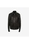 Men's Leather Coat with Epaulettes and Zipper Detail K-2348