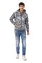 Washable Printed Zippered Hooded Sweatshirt Black Men's Sweatshirt Cl544 - 6