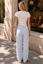 Blue Line Pattern Top Cotton Ribbed Camisole T-Shirt Slim Soft Knitted Pajama Set 8047 - 5