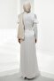 Gray Gathered Front and Shoulder Detailed Janjan Evening Dress - 6