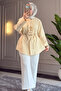 6535 - Stylish Comfortable Ruffle Detailed Woven Peach Fabric Women's Shirt - 4