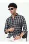 Black & White Check Slub Linen Casual Full Sleeve Shirt - 2