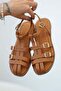Azur Women's Buckle Genuine Leather Sandals Brown - 2