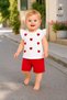 Baby Girl Set - Heart Detailed Shorts Set, Flexible Waist, Comfortable Combination - Summer Set - 4