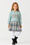 Girl's Sweatshirt Look Plaid Patterned Dress-1710-M- - 2