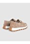 Cream Suede Leather Women's Loafer Sneaker Shoes - 3