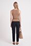 Beige Crepe Thick Strap Blouse with Belt Detail at the Waist - 4