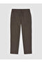 Brown Regular Fit Linen Look Men's Trousers - 5