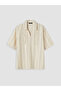 Beige Loose Fit Striped Men's Shirt - 7