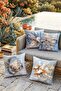 Set of 4 Throw Pillow Covers with Gold Leaf Fish Pattern