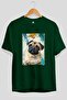 For Dog Lovers 68 Front Dog Printed Green Oversize T-Shirt 100% Cotton Unisex Dog Lover Premium Design