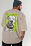 For Dog Lovers 52 Back Dog Printed Beige Oversize T-Shirt 100% Cotton Unisex Dog Lover Premium Design - 7