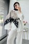 Polka Dot Patterned Cotton Shoulder Shawl - Black - 7
