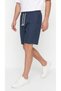 Men's Navy Blue Color 100% Cotton Linen Muslin Shorts with Back Pockets and Laces - 2