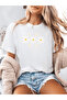White daisy printed premium oversize t-shirt for women