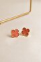 Women's Salmon Clover Figured Gold-Edged Earrings