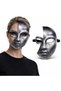 Antique Effect Silver Half Face Plastic Party Mask - 3