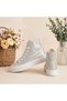Silvery Silver Sneakers High Ankle Silver Sneakers High Sole Women's Sneakers 3cm Heel - 6