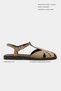 Majes Rome Beige Suede Leather Embroidery Detail Flat Sole Women's Sandals - 2