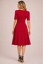 Women's Short Sleeve Asymmetrical Collar Detailed Midi Janjan Crepe Dress - 3