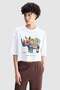 Ecko Red Ruth Loose Fit Crop Crew Neck Printed Embroidered 100% Cotton Women's White Tshirt